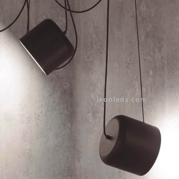 Luminária pendente endereçável de metal GU10 com luz Paco | LeónIluminação Leds | luminária de teto 2 holofotes pretos