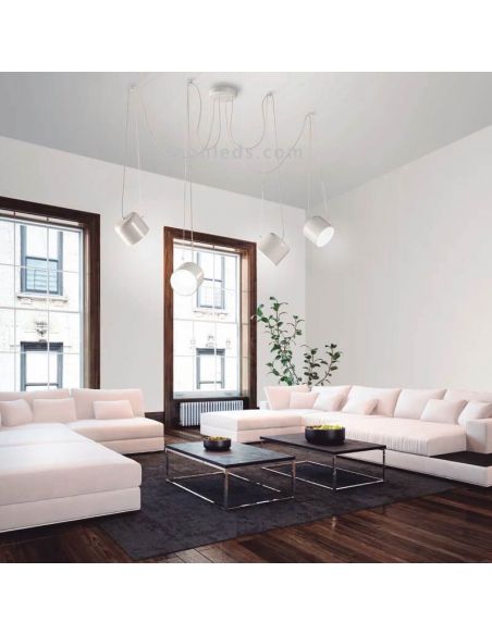 Luminária pendente endereçável de metal GU10 com luz Paco | LeónIluminação Leds | luminária de teto 4 holofotes brancos sala de 
