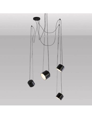 Suspension adressable GU10 en métal avec lumière Paco | Éclairage LeónLeds | plafonnier 4 spots noirs