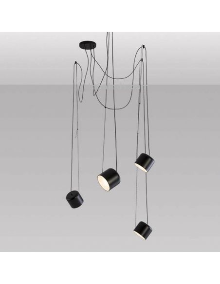 Suspension adressable GU10 en métal avec lumière Paco | Éclairage LeónLeds | plafonnier 4 spots noirs