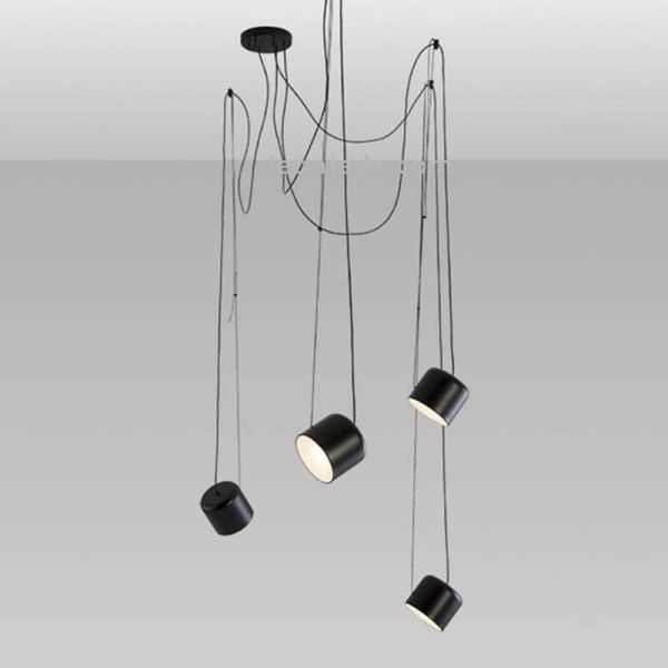 Suspension adressable GU10 en métal avec lumière Paco | Éclairage LeónLeds | plafonnier 4 spots noirs