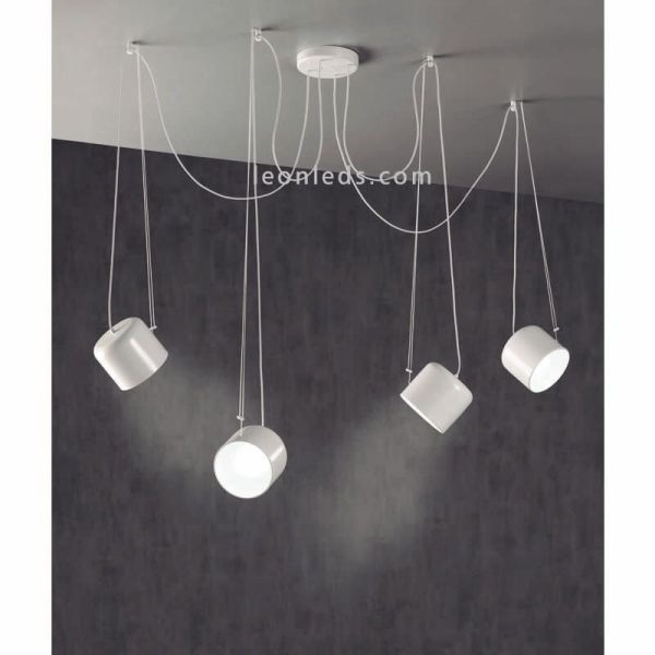 Suspension adressable GU10 en métal avec lumière Paco | Éclairage LeónLeds | plafonnier 4 spots blancs
