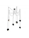 Luminária pendente endereçável de metal GU10 com luz Paco | LeónIluminação Leds | luminária de teto 6 holofotes pretos