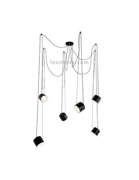 Lámpara colgante con luz direccionable y metálica GU10 Paco | LeónLeds Iluminación | lámpara techo 6 focos negros