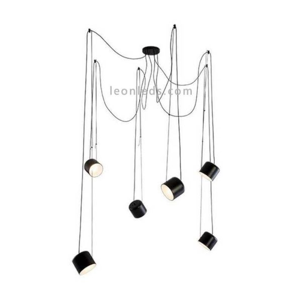 Lámpara colgante con luz direccionable y metálica GU10 Paco | LeónLeds Iluminación | lámpara techo 6 focos negros