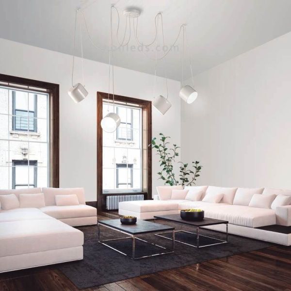 Suspension avec douille GU10 et interrupteur Paco | Éclairage LeónLeds | lampe orientable blanche salon