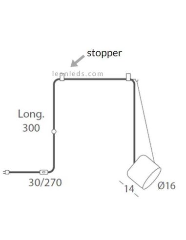 Suspension avec douille GU10 et interrupteur Paco | Éclairage LeónLeds | dimensions de la lampe réglables