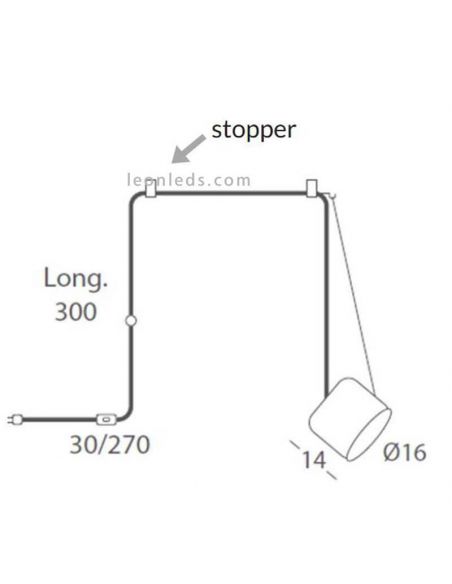 Lámpara colgante con toma de enchufe e interruptor GU10 Paco | LeónLeds Iluminación | lámpara ajustable medidas