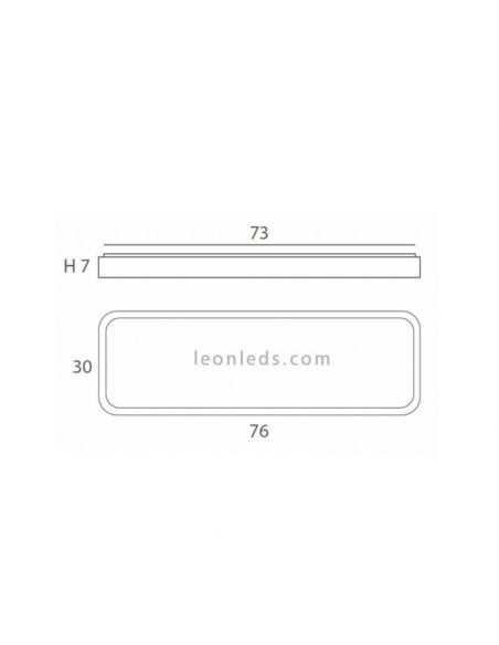 Dimensiones plafón rectangular Nature de madera y cristal |Olé by Fm | Leónleds