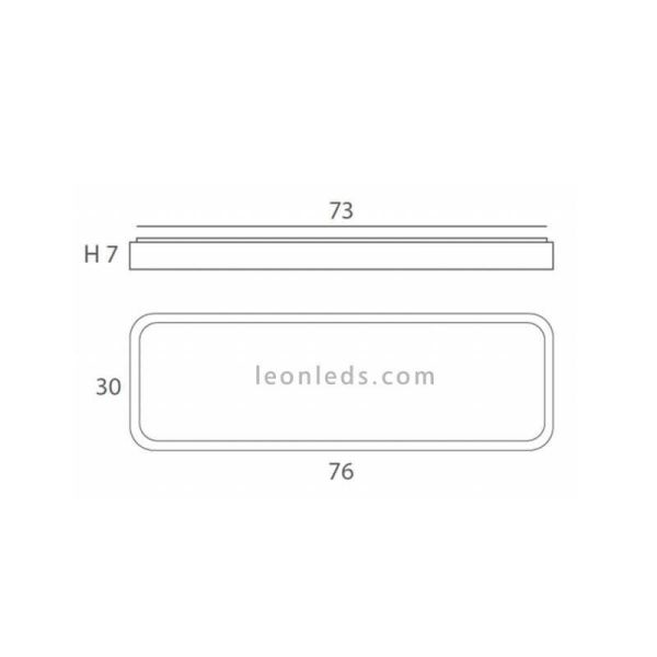 Dimensiones plafón rectangular Nature de madera y cristal |Olé by Fm | Leónleds