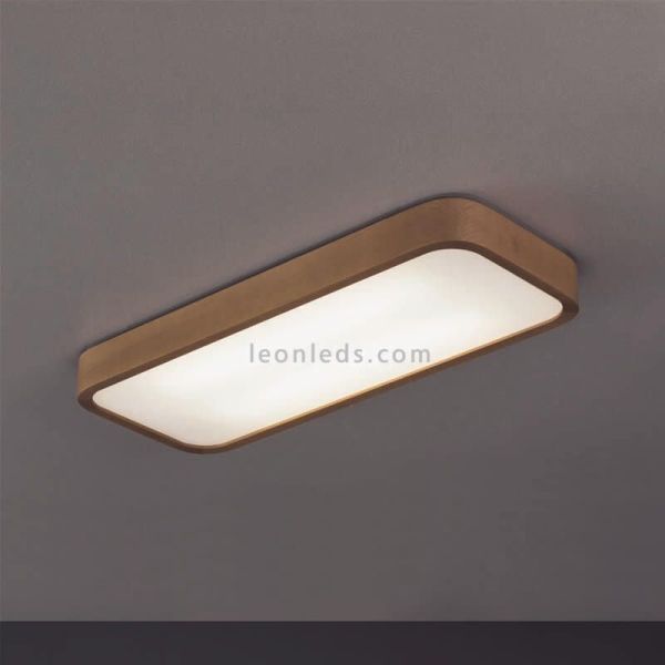 plafón rectangular Nature de madera y cristal |Olé by Fm | Leónleds iluminación