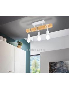 Lámpara de Techo vintage blanca Townshend 3XE27| Lámpara vintage de madera de techo de Eglo Lighting | LeonLeds Iluminación 2