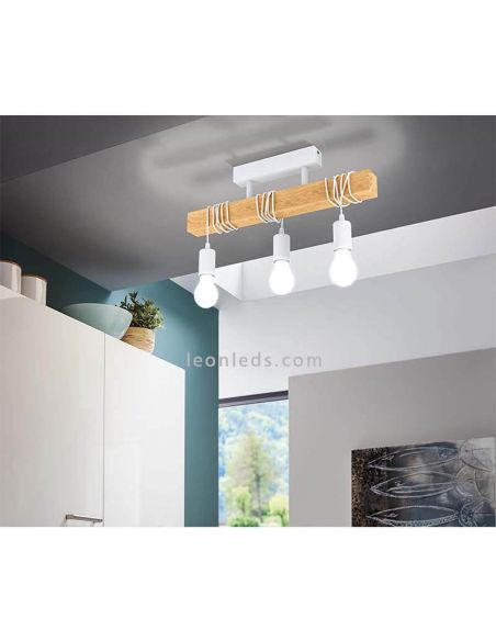 Lâmpada de teto branca vintage Townshend 3XE27 foto ambiente Eglo Lighting | Leon Iluminação LED