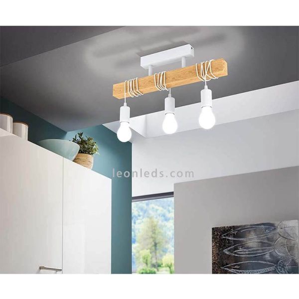 Lâmpada de teto branca vintage Townshend 3XE27 foto ambiente Eglo Lighting | Leon Iluminação LED