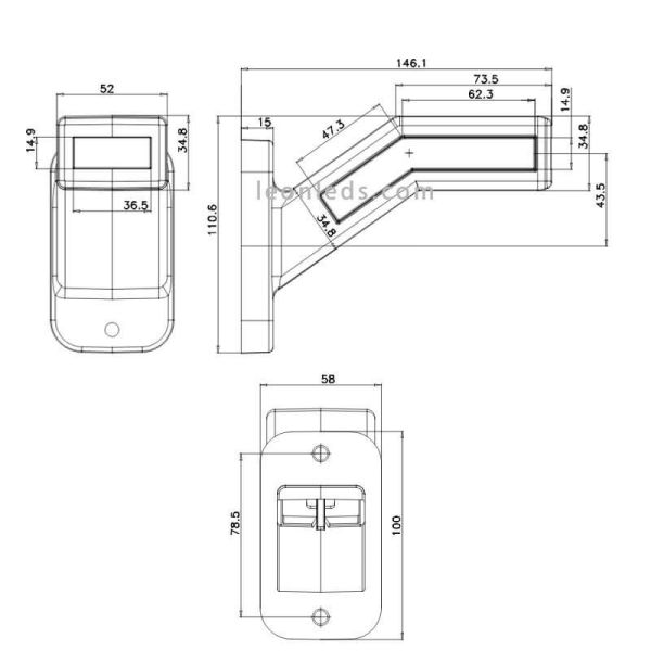 Dimensões da Buzina de Folga LED Neon 3 Funções 12V - 24V ADR Was | leonleds