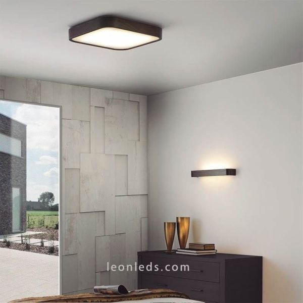 Candeeiro de tecto quadrado Nature em madeira 3 acabamentos diferentes | leonleds