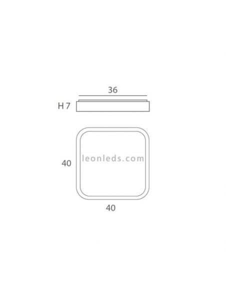 Dimensões candeeiro de tecto quadrado Nature em madeira 3 acabamentos diferentes 40cm | leonleds