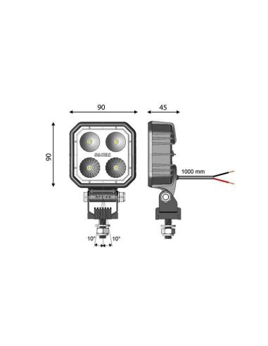 Dimensiones Faro LED Azul Carbonlux Especial Sulfatadora Vignal | LeonLeds