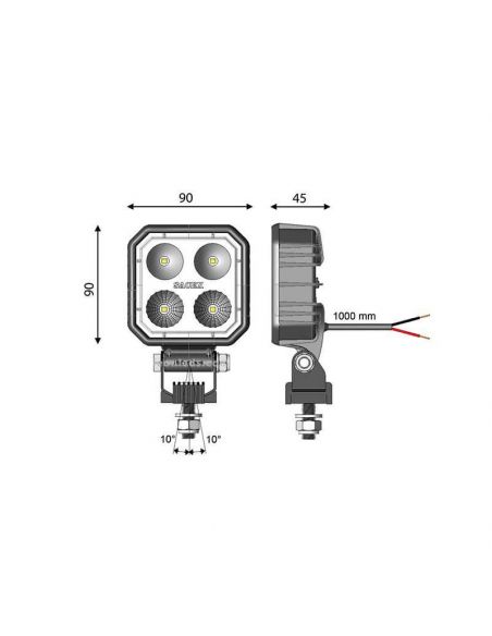Dimensiones Faro LED Azul Carbonlux Especial Sulfatadora Vignal | LeonLeds