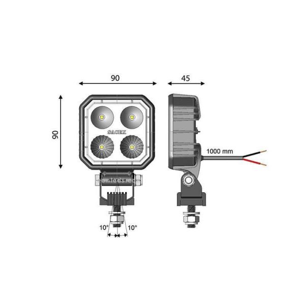Dimensiones Faro LED Azul Carbonlux Especial Sulfatadora Vignal | LeonLeds