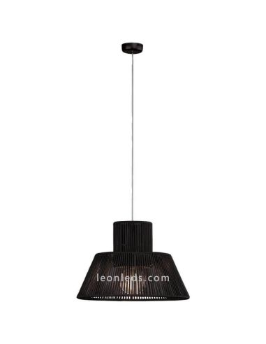 Lámpara colgante grande industrial con cuerda 50Cm Nela 1xE27 | LeónLeds Iluminación | Lámpara colgante negra