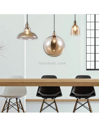 Candeeiro suspenso bola de vidro Dino bronze | Iluminação Leonleds