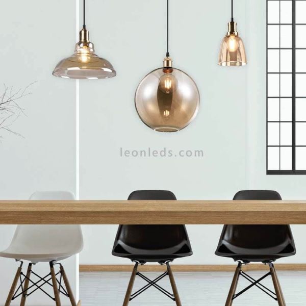 Suspension boule de verre Dino bronze | Éclairage Léonleds