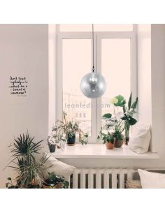 Lámpara colgante bola de vidrio Dino níquel | Leónleds 2