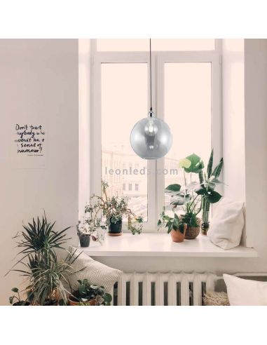 Luminária suspensa bola de vidro Dino níquel | Iluminação Leonleds