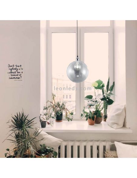 Luminária suspensa bola de vidro Dino níquel | Iluminação Leonleds