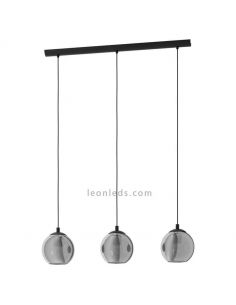 Lámpara de techo 3 luces en línea cristal y metal Ariscani Eglo Iluminación | LeonLeds Iluminación