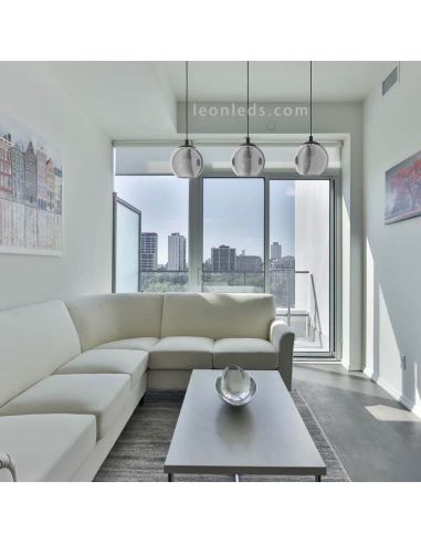 Luminária de teto em vidro e metal Ariscani com 3 luminárias seguidas Eglo Iluminación | Leon Iluminação LED