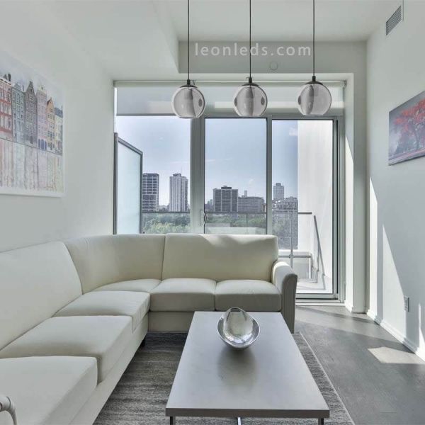 Luminária de teto em vidro e metal Ariscani com 3 luminárias seguidas Eglo Iluminación | Leon Iluminação LED