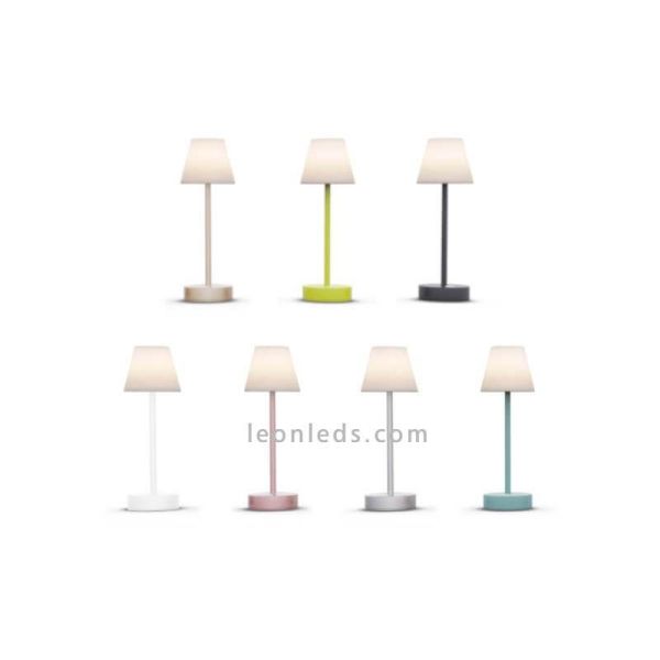 Lámpara de mesa LED recargable para exterior 30Cm Lola Slim | Lámpara de PVC bateria | LeonLeds Iluminación