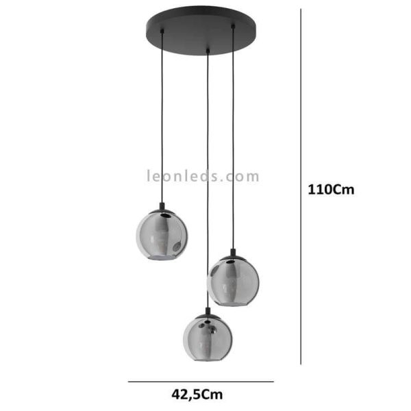 Medidas Lámpara colgante circular 3 bolas de luces serie Ariscani dimensiones marca Eglo Iluminación | LeonLeds Iluminación