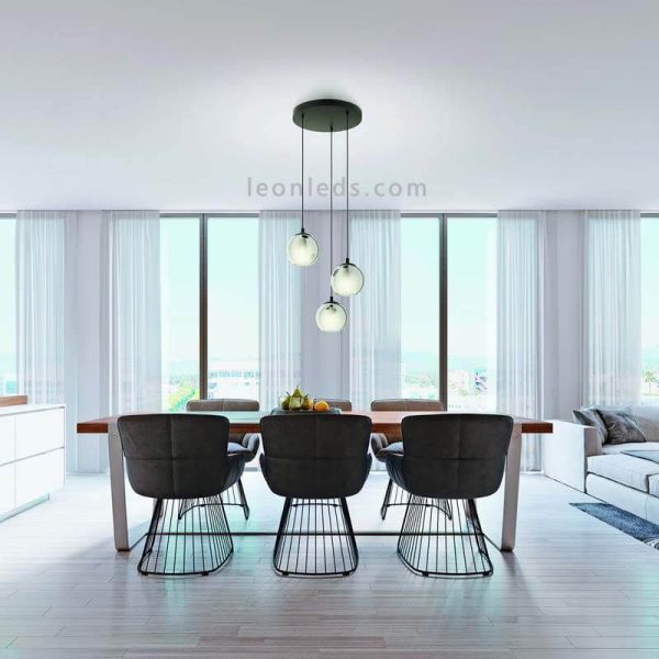 Lámpara colgante circular 3 bolas de luces 3xE27 Ariscani foto de ambiente marca Eglo Iluminación | LeonLeds Iluminación
