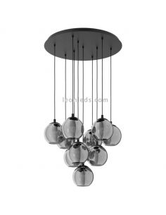 Lámpara colgante grande 10xE27 cristal negro transparente Ariscani Eglo Iluminación | LeonLeds Iluminación