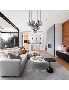 Lámpara colgante grande 10xE27 cristal negro transparente Ariscani Eglo Iluminación | LeonLeds Iluminación 2