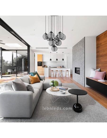 Lâmpada suspensa grande 10xE27 vidro preto transparente Ariscani ambiente photo Eglo Iluminación | Leon Iluminação LED