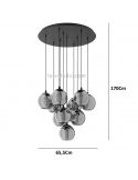Grande suspension 10xE27 verre noir série Ariscani dimensions marque Eglo Iluminación | Éclairage LeonLeds
