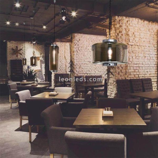 Lámpara Colgante alargada Bronce serie Jarras 1XE27 | LeonLeds Iluminación