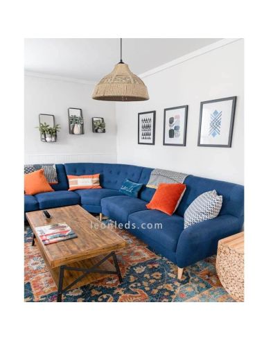 Lámpara colgante con pantalla de cuerda Yute foto de ambiente | LeonLeds Iluminación