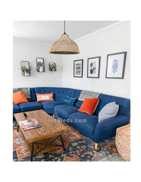 Lámpara colgante con pantalla de cuerda Yute foto de ambiente | LeonLeds Iluminación