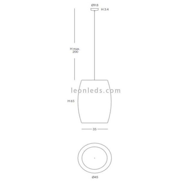 Lámpara colgante de techo cuerdas personalizables IP20 o IP64 serie Poma dimensiones marca Olé¡ By FM | LeonLeds Iluminación