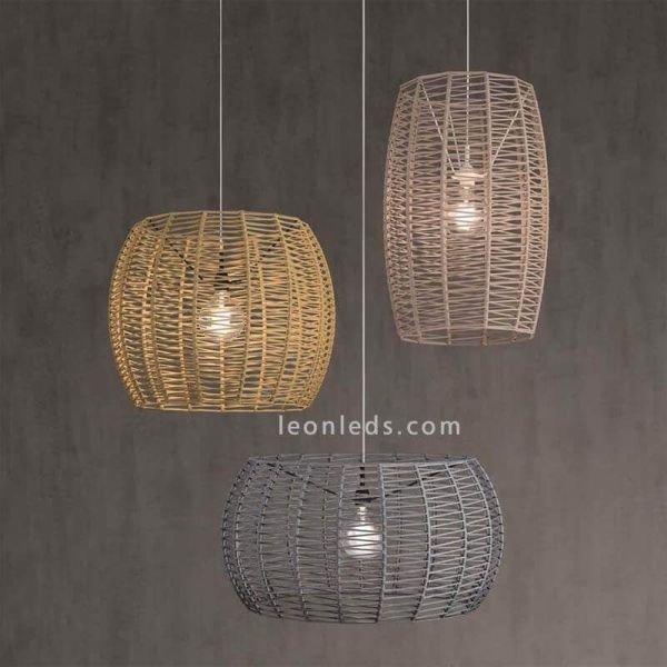 Lámpara de techo tamaño mediana fabricada de cuerda y metal con IP20 o IP64 Poma Olé¡ By FM | LeonLeds Iluminación