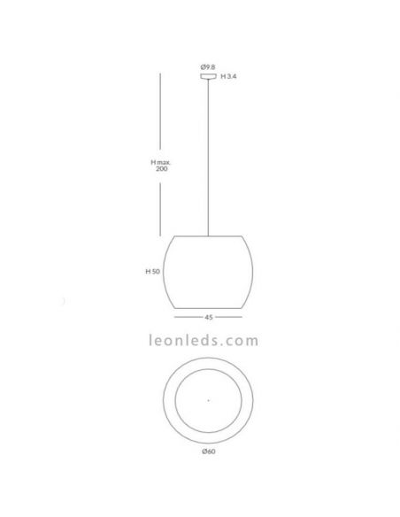 Lámpara de techo mediana de cuerda y metal IP20 o IP64 serie Poma dimensiones marca Olé¡ By FM | LeonLeds Iluminación