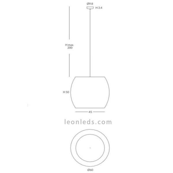Plafonnier moyen corde et métal IP20 ou IP64 série Poma dimensions marque Olé¡ By FM | Éclairage LeonLeds