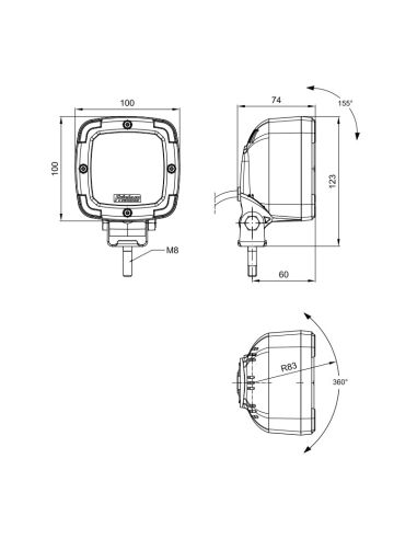 Feu de recul carré à LED – Homologué Fristom pour camions | LeonLeds