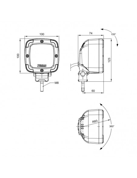 Piloto Marcha Atrás LED -Cuadrado- Fristom Homologado para Camión | LeonLeds