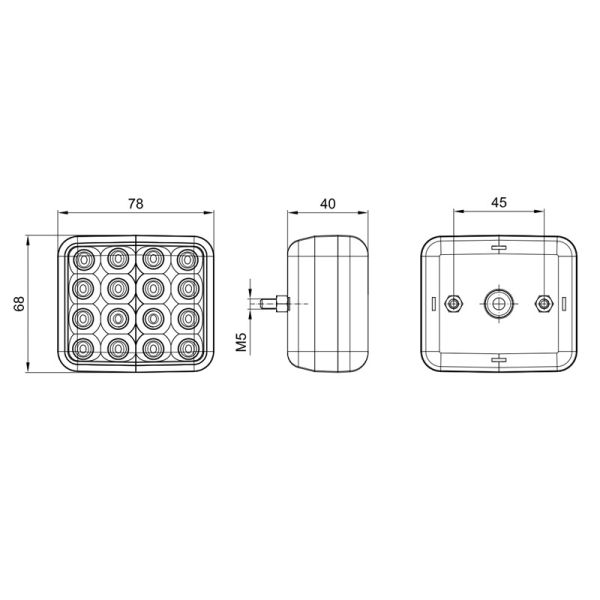 Luz de Ré LED - Quadrada - Aprovada pela Fristom FT041 FT-041 | leonleds